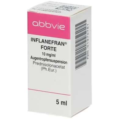 ИНФЛАНЕФРАН ФОРТЕ глазные капли (Преднизолон) / INFLANEFRAN FORTE eye drops (Prednisolone acetate)