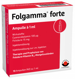 ФОЛЬГАММА Форте ампулы (Цианокобаламин, гидрат фолиевой кислоты) / FOLGAMMA Forte ampoules (Cyanocobalamin, folic acid hydrate)
