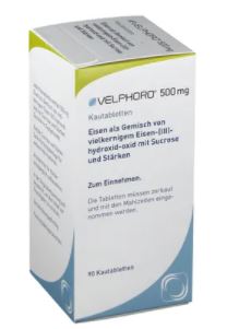 ВЕЛФОРО (Комплекс оксида железа III гидроксид-сахароза-крахмал) / VELPHORO (Iron III oxide hydroxide-sucrose-starch complex)