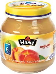 ПЮРЕ ФРУКТОВО-МОЛОЧНОЕ ПЕРСИК СО СЛИВКАМИ торговой марки HAME / PYURE FRUKTOVO-MOLOCHNOE PERSIK SO SLIVKAMI torgovoy marki HAME