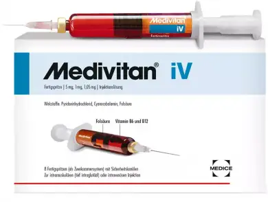МЕДИВИТАН iV (цианокобаламин+пиридоксин+фолиевая кислота) / MEDIVITAN iV (cyanocobalamin+pyridoxine+folic acid)