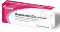 ЛИЗИНОТОН Н (гидрохлоротиазид+лизиноприл) / LISINOTON H (hydrochlorothiazide+lisinopril)