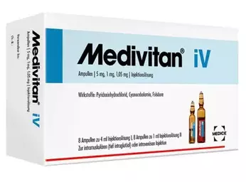 МЕДИВИТАН iV (цианокобаламин+пиридоксин+фолиевая кислота) / MEDIVITAN iV (cyanocobalamin+pyridoxine+folic acid)
