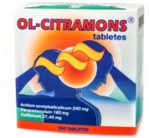 ОЛ-ЦИТРАМОН (ацетилсалициловая кислота) / OL-CITRAMONS (acetylsalicylic acid)